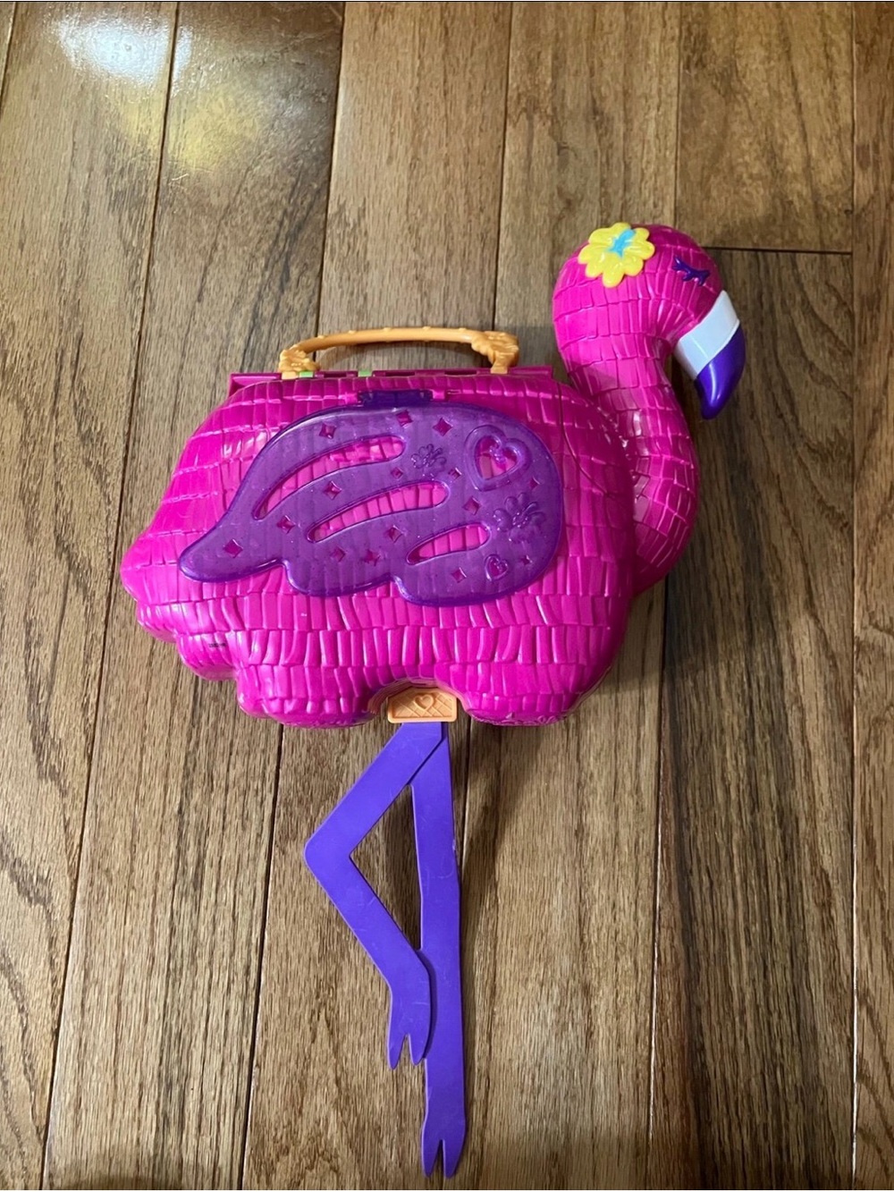 Pink Flamingo Polly pocket Carry Case with Purple Legs